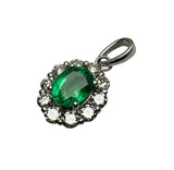 PT900 White Gold Emerald With Diamond Pendant