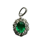 PT900 White Gold Emerald With Diamond Pendant