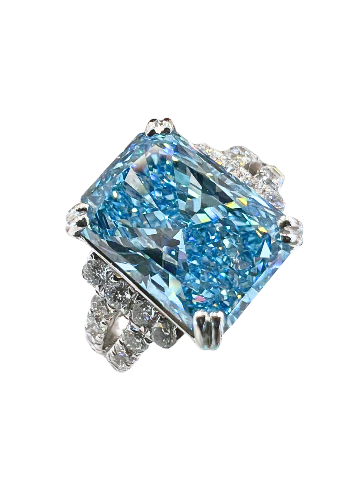 5.01 Carat Fancy Vivid Blue Lab Grown Diamond Ring Main image