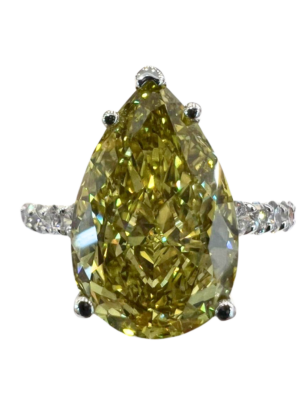 4.19 Carat Fancy Vivid Yellow Lab Grown Diamond Ring
