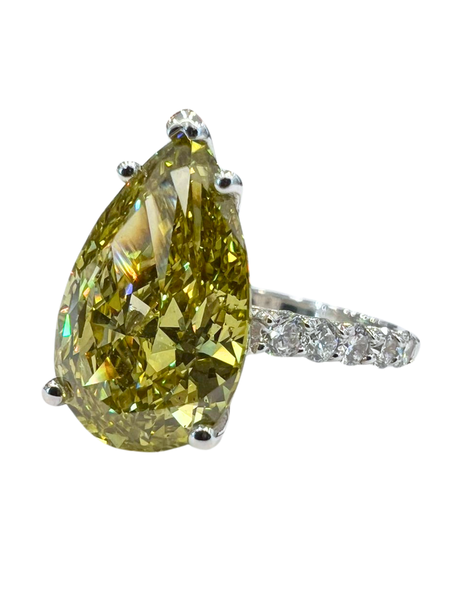 4.19 Carat Fancy Vivid Yellow Lab Grown Diamond Ring Main image
