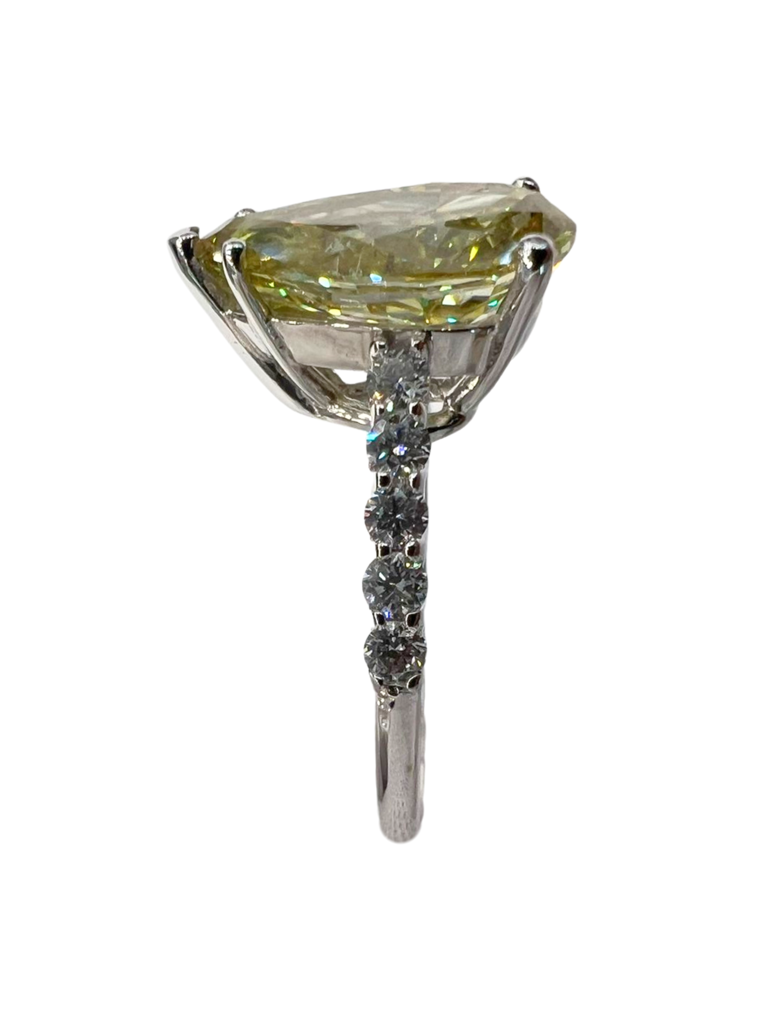 4.19 Carat Fancy Vivid Yellow Lab Grown Diamond Ring