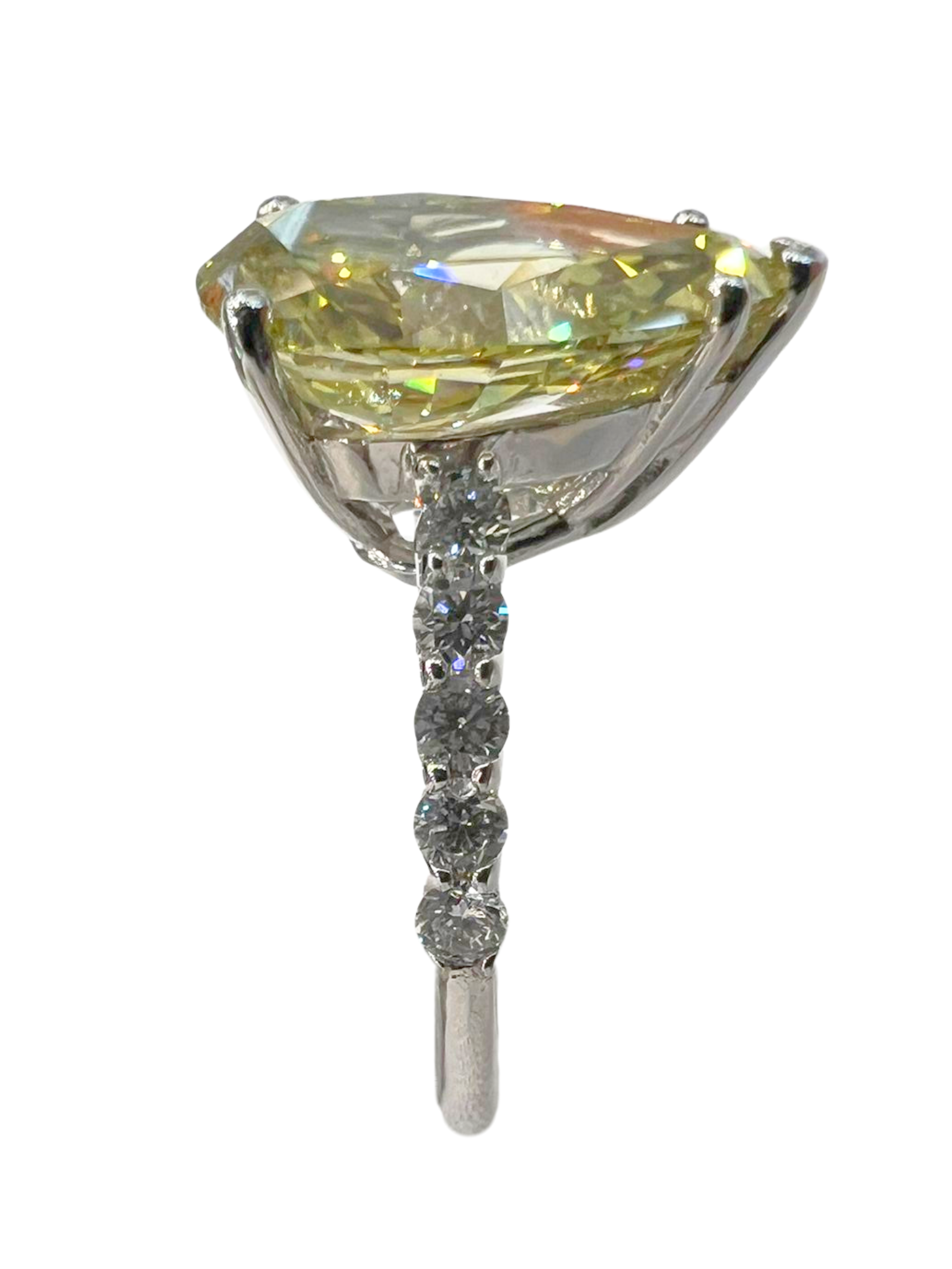 4.19 Carat Fancy Vivid Yellow Lab Grown Diamond Ring