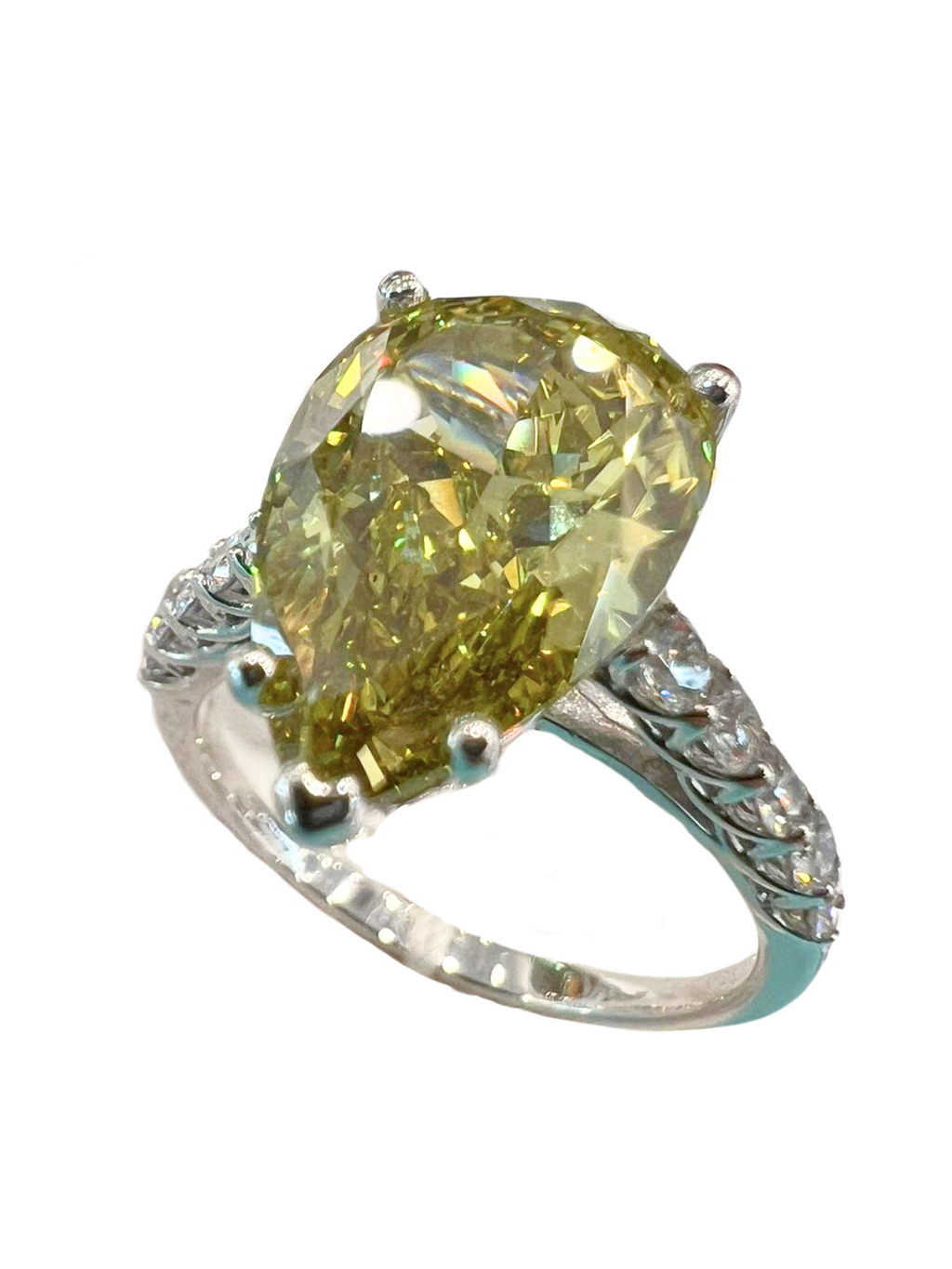 4.19 Carat Fancy Vivid Yellow Lab Grown Diamond Ring