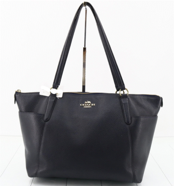 Coach Tote Bag Navy Blue Leather Main image
