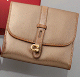 Salvatore Ferragamo Gancini Metallic Wallet Brown