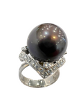 Tahitian Pearl Platinum Diamond Ring