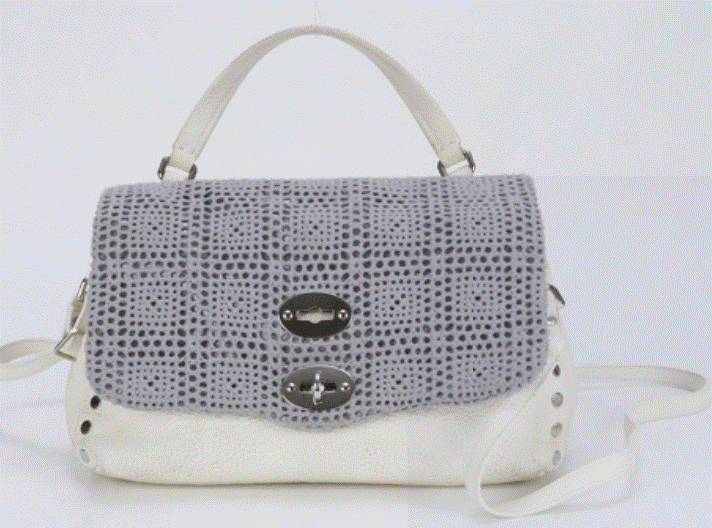 Zanellato Postina Shoulder Bag Grey White Leather  W-30 Main image