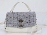 Zanellato Postina Shoulder Bag Grey White Leather  W-30