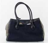 Tory Burch White & Navy Colour Leather Tote Bag