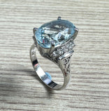 PT900 Aquamarine Diamond Lady Ring