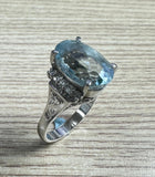 PT900 Aquamarine Diamond Lady Ring