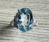 PT900 Aquamarine Diamond Lady Ring