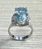 PT900 Aquamarine Diamond Lady Ring