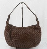 Sazaby Intrecciato Leather Shoulder Bag Brown