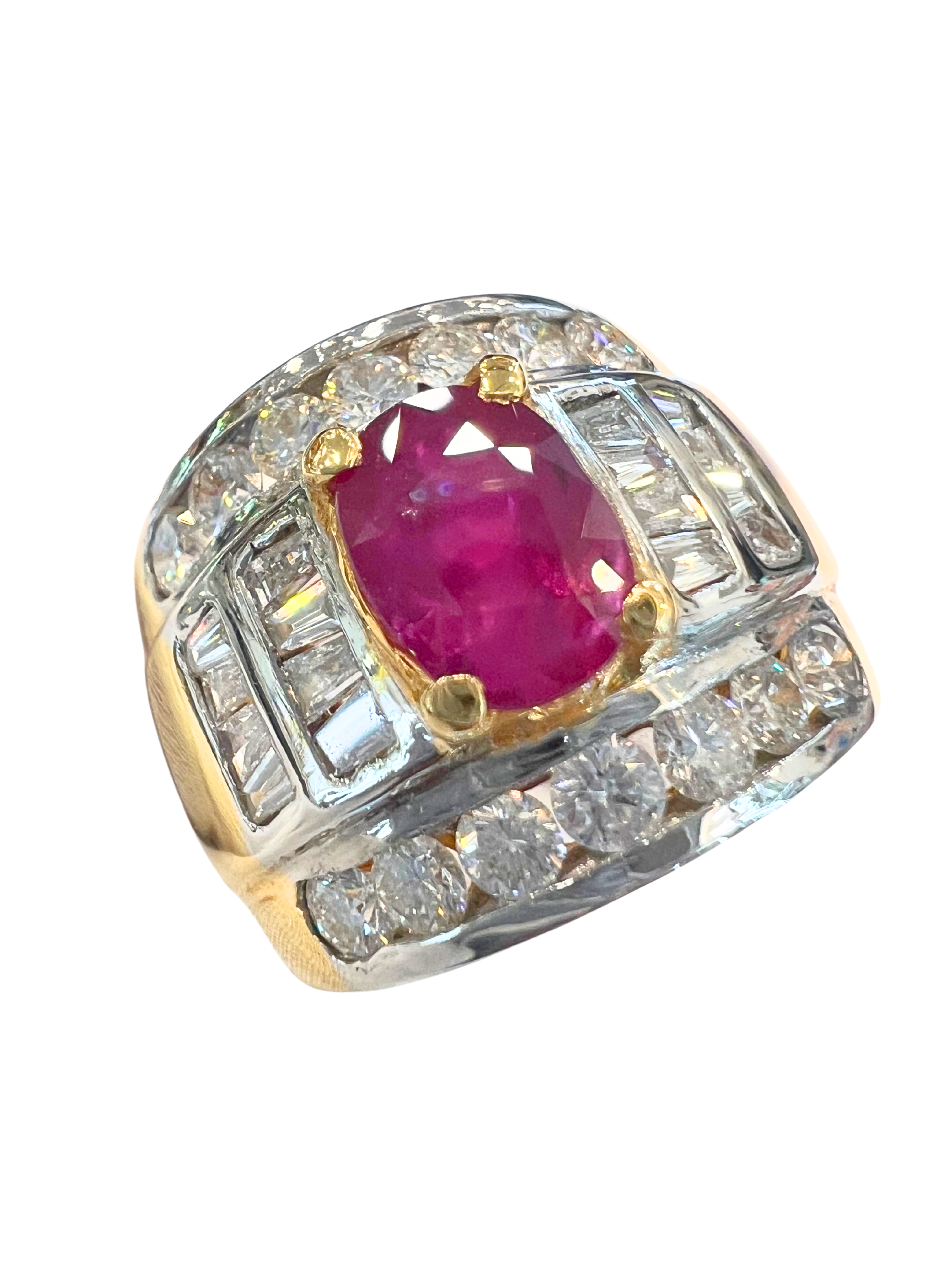 Unheated Ruby Men's Diamond Ring Main image