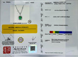 PT900 White Gold Emerald Diamond Pendant With Necklace (With Cert)