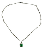 PT900 White Gold Emerald Diamond Pendant With Necklace (With Cert)