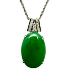 18K White Gold Jade Diamond Pendant With Necklace (With Cert)