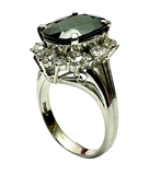 PT900 White Gold Blue Sapphire Diamond Lady Ring (With Cert)