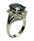 PT900 White Gold Blue Sapphire Diamond Lady Ring (With Cert)