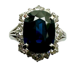 PT900 White Gold Blue Sapphire Diamond Lady Ring (With Cert)
