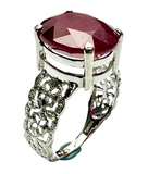 18K White Gold Ruby Diamond Lady Ring (With Cert)