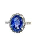 Blue Sapphire No Heat Platinum Diamond Ring