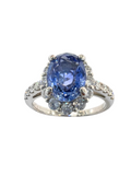 Blue Sapphire No Heat Platinum Diamond Ring