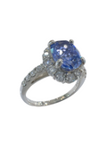 Blue Sapphire No Heat Platinum Diamond Ring