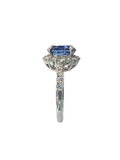 Blue Sapphire No Heat Platinum Diamond Ring