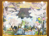 Takeo Noda Cherry Blossom Road Oil Painting