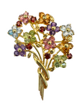 Mix Color Stone 18K Gold Brooch