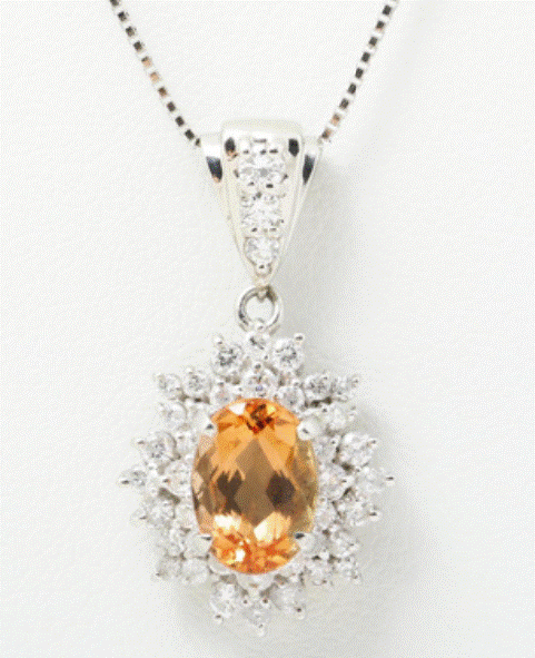 Imperial Topaz Necklace Topaz 1.86cts Pt900 L45