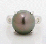 South Sea Pearl Ring Pt900 Pearl 44mm Black