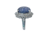 Blue Star Sapphire Platinum Diamond Ring