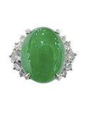 Natural Jadeite Platinum Diamond Ring