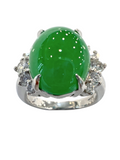 Natural Jadeite Platinum Diamond Ring
