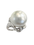 15mm South Sea Pearl Platinum Diamond Ring
