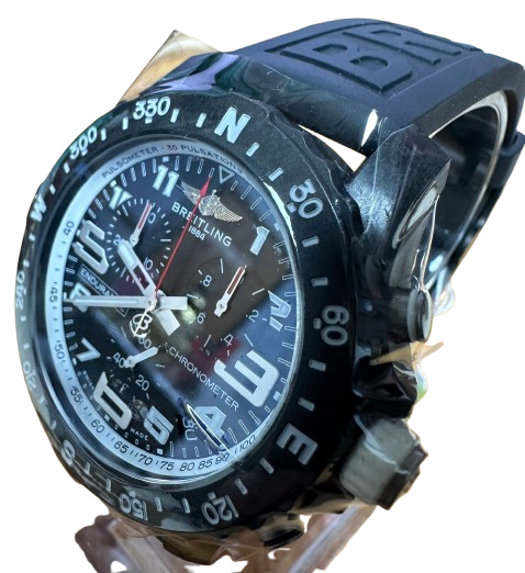 Breitling X82310 Quartz Chronograph Black Dial Rubber Strap Men Watch