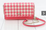 Kate Spade Darcy Chain Wallet Crossbody Pink Houndstooth