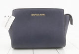 Michael Kors Selma Saffiano Leather Medium Messenger Bag Navy