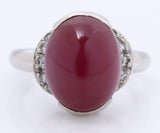PT900 R1=11.27 Cabochon D10=0.121 9.8G Ruby Ring With Certificate