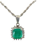 PENDANT-PT900/PT850/EMERALD1=1.02/MD=0.11/7.4G  EMERALD NECKLACE