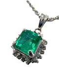 PENDANT-PT900/PT850/EMERALD1=1.02/MD=0.11/7.4G  EMERALD NECKLACE