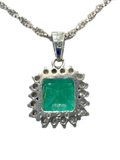 PENDANT-PT900/PT850/EMERALD1=1.02/MD=0.11/7.4G  EMERALD NECKLACE