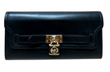Michael Kors Gold Padlock Black Colour Leather Long Wallet