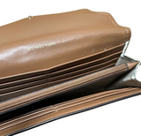 Michael Kors MK Logo Brown & Cream Colour Leather Long Wallet