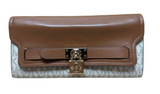 Michael Kors MK Logo Brown & Cream Colour Leather Long Wallet