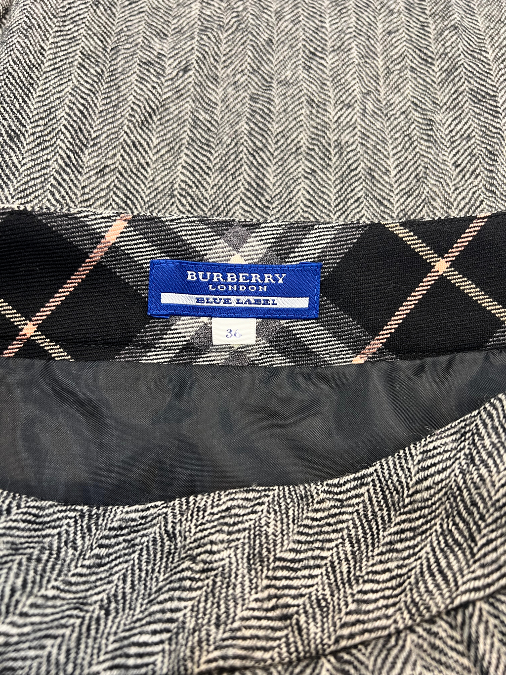 SKIRT-GREY HERRINGBONE/WOOL BURBERRY